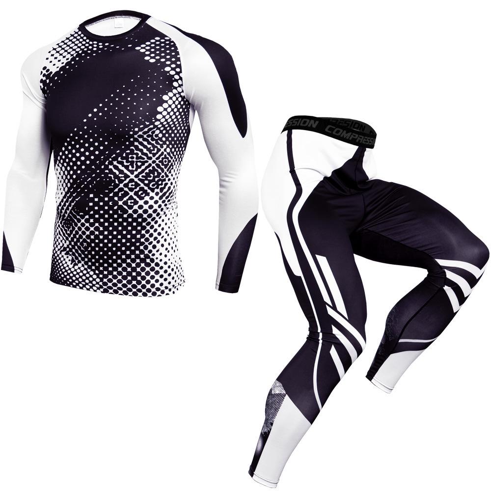 Costum Sport Bărbați Antrenament Sală Fitness Compresie Set Haine Sport Jogging Alergare Exerciții Rashguard Trening