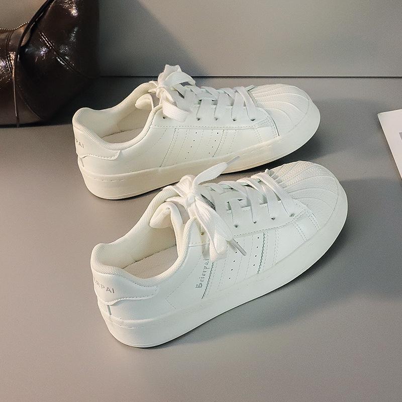 Vulcanized Shoes Shell Head Board Shoes Women's Spring 2025 Versatile Low-top Thick-soled Dopamine Casual Little White Shoes