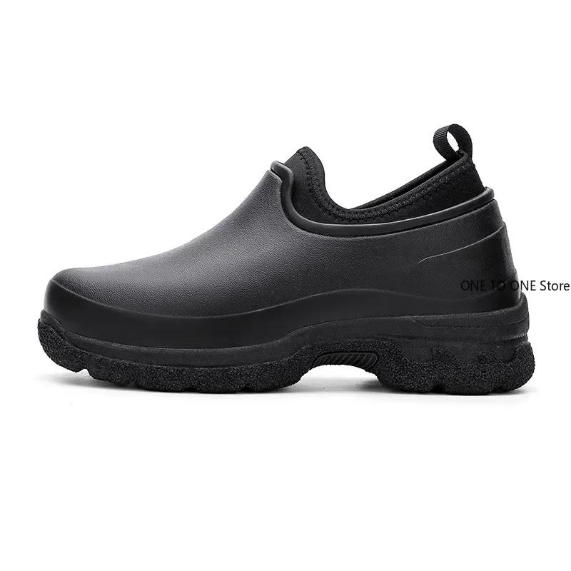 Men's Non-slip Chef Shoes Work Shoes Car Wash Shoe Rain Shoes Fashion Wear-resistant Non-slip Heightened Water Boots 36-49
