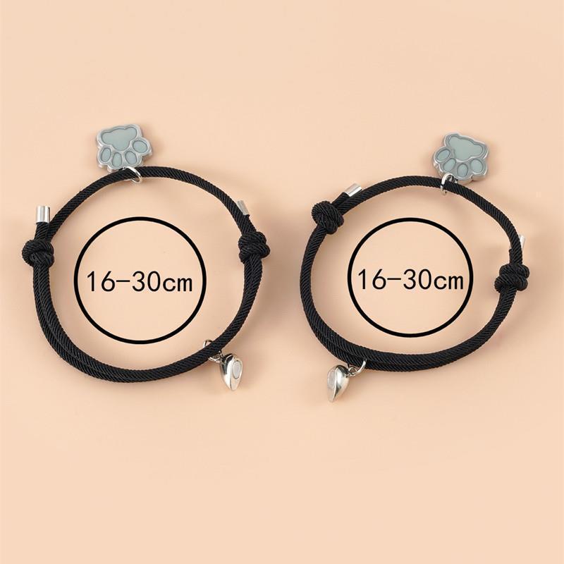 Luminous Dog Paw Pendant Magnetic Couple Bracelet Set