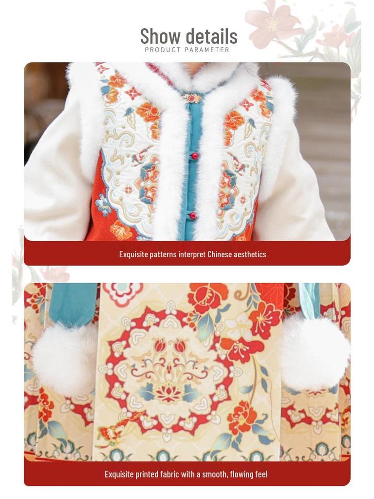 Combinaison d'hiver Tang Hanfu pour bébé fille 2025: Robe chinoise du Nouvel An élégante en coton épais
