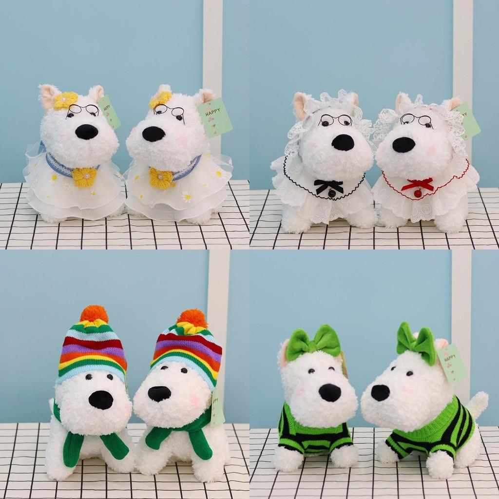 West Wear Clothed Highland White Terrier Plush Toy Cartoon Stuffed Doll Animal