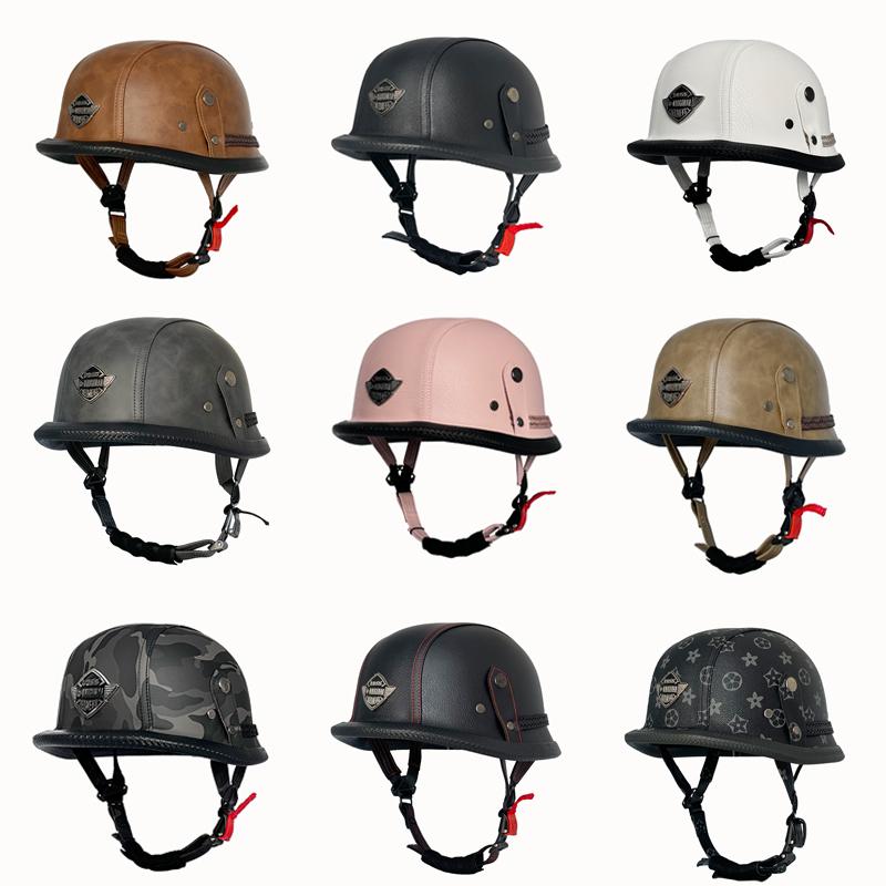 Vintage leather WWII style soldier helmet retro half helmet all seasons unisex bicycle cruiser electric scooter helmet JYT-108