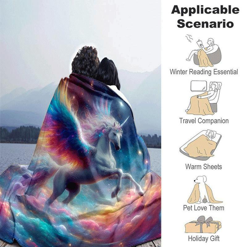 1pc Horse Printing Lightweight Flannel Blanket, Comfortable and Warm Blanket, for Camping Sofa Bed and Couch Office, Suitable for Gift Blanke