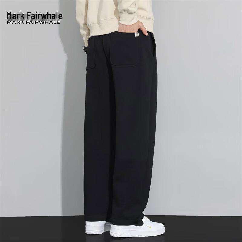 MARK FAIRWHALE Men's Loose Fit Straight-Leg Casual Sporty Trousers