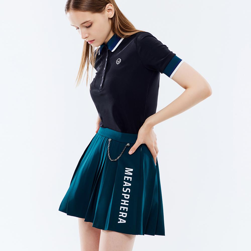 MEASPHERA Women Chain Pleats Skirt Dark Green
