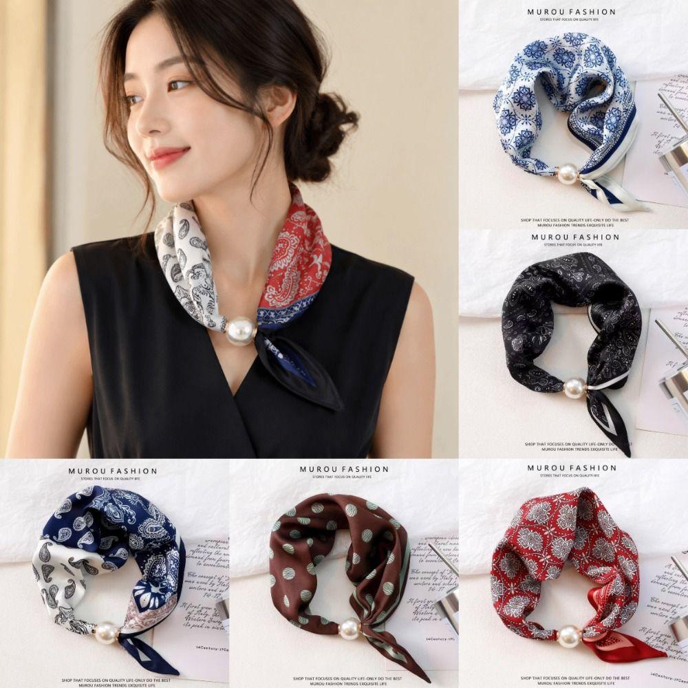Printed Neck Scarf Breathable Magnetic Snap Scarf New Silk Scarf for Neck Wrap