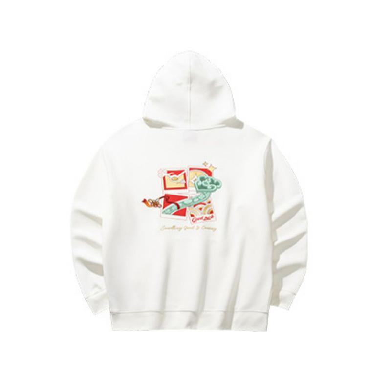 Anta Good Things Happen Series Letter Print Loose Warm Versatile Hoodie Men Hoodies Ivory 152518702-1