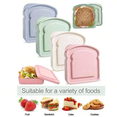 Cbento Box, Sandwichbehälter, Lunchbox Kunststoff Toastförmig Lebensmittelaufbewahrung Sandwichbox Mit Deckel, Wiederverwendbar, Mikrowellen- und Spülmaschinenfest