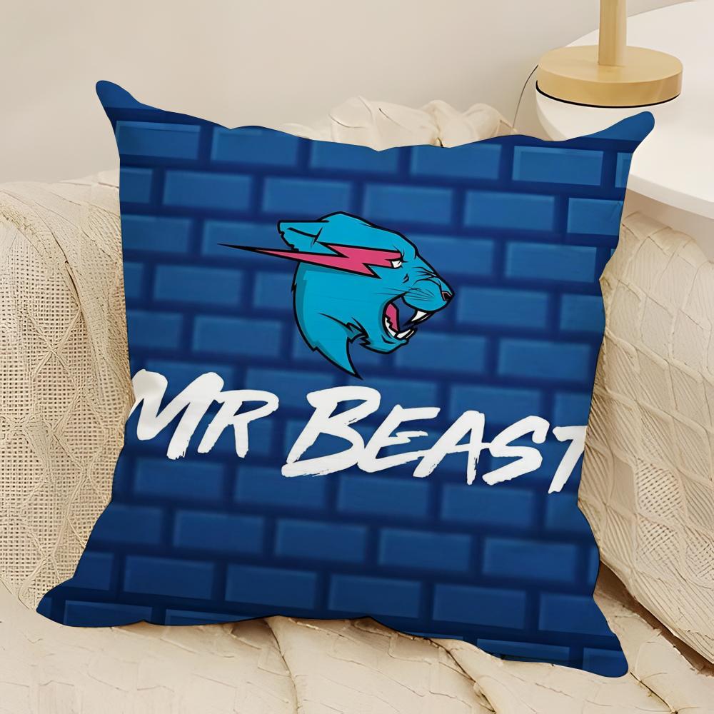 Anime Mr Gaming B-beast Pillow Case Natural Linen Double-Sided Printing Sofa Home Decor Cushion Cover