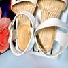 Used [23.5cm] LOEWE Anagram Wedge Espadrille Sandals White