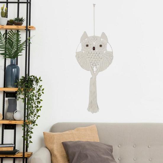 

Прочный 2 размера, милый изысканный домашний арт, форма совы, вязание, настенное украшение макраме, настенный кулон