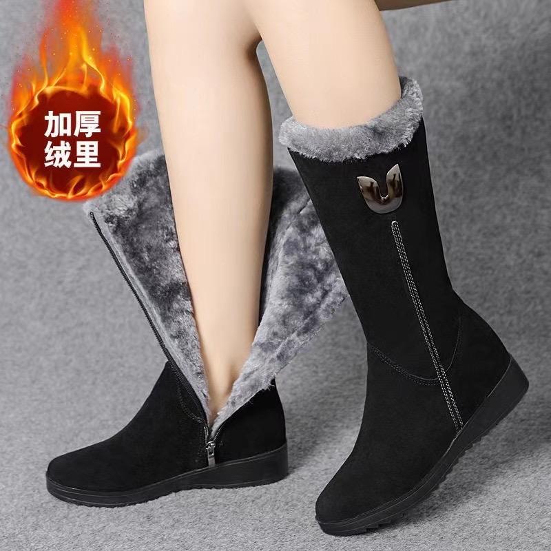 Women's Boots Suede Mid-calf Boot Plush Warm Snow Boots for Women Winter Fur Warm Cotton Boots Platform Boot Botas Mujer