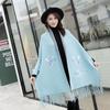 Women's cape shawl with sleeves for autumn and winter, thickened and warm, cashmere embroidered scarf, knitted cape, dual-use coat