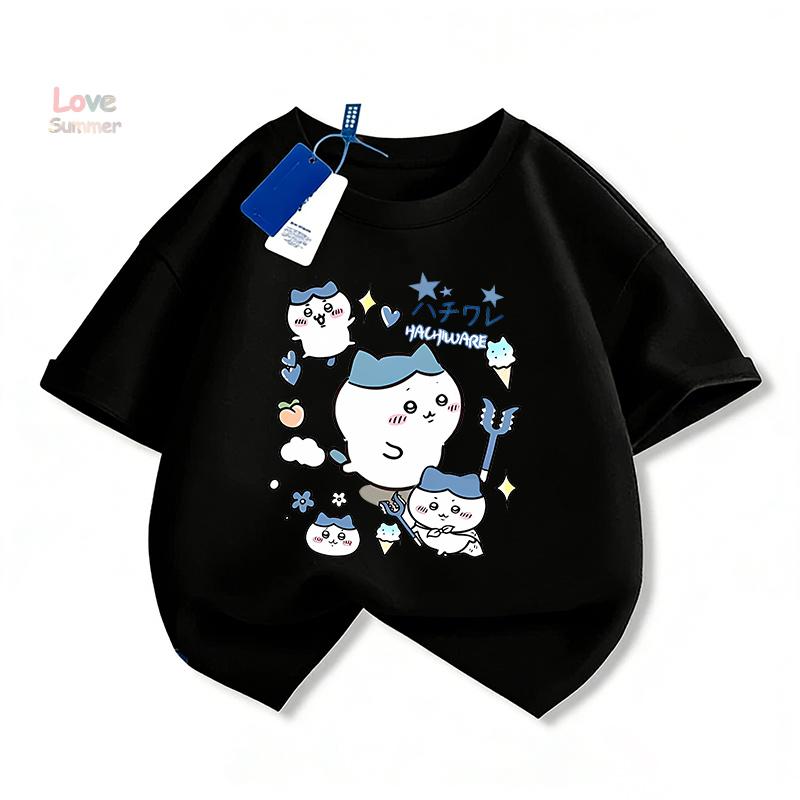 T-shirt estiva 2026 Chiikawa Ragazza e Ragazzo Hachiware Casual Manica Corta Regalo Perfetto per Bambini dai 4 ai 14 Anni Trendy per Streetwear