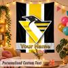 Pittsburgh Penguins Personalisierte Wandteppich Benutzerdefinierter Name Text Polyester Hängende Dekoration Haus Zimmer