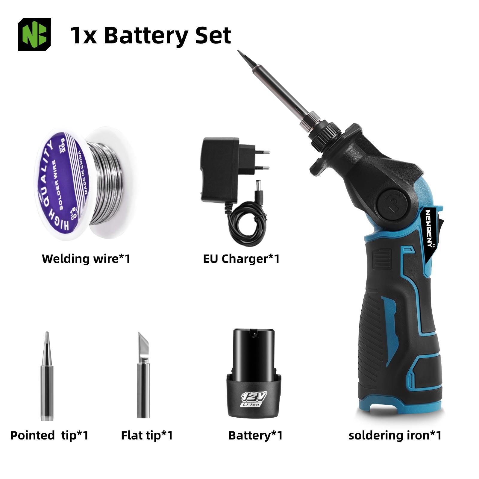 

NEWBENY 30 Вт Электрический паяльник Пистолет Сварщик Пистолет горячего воздуха Нагревательная сварочная машина 400℃ Регулируемая температура Для батареи 12 В 1 Battery