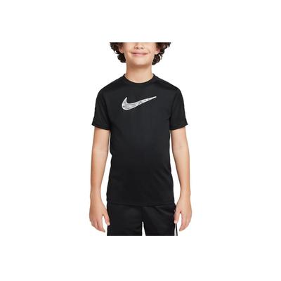 T-Shirt Logo Print Round Neck Short Sleeve Kids Tops Black HF8079-010