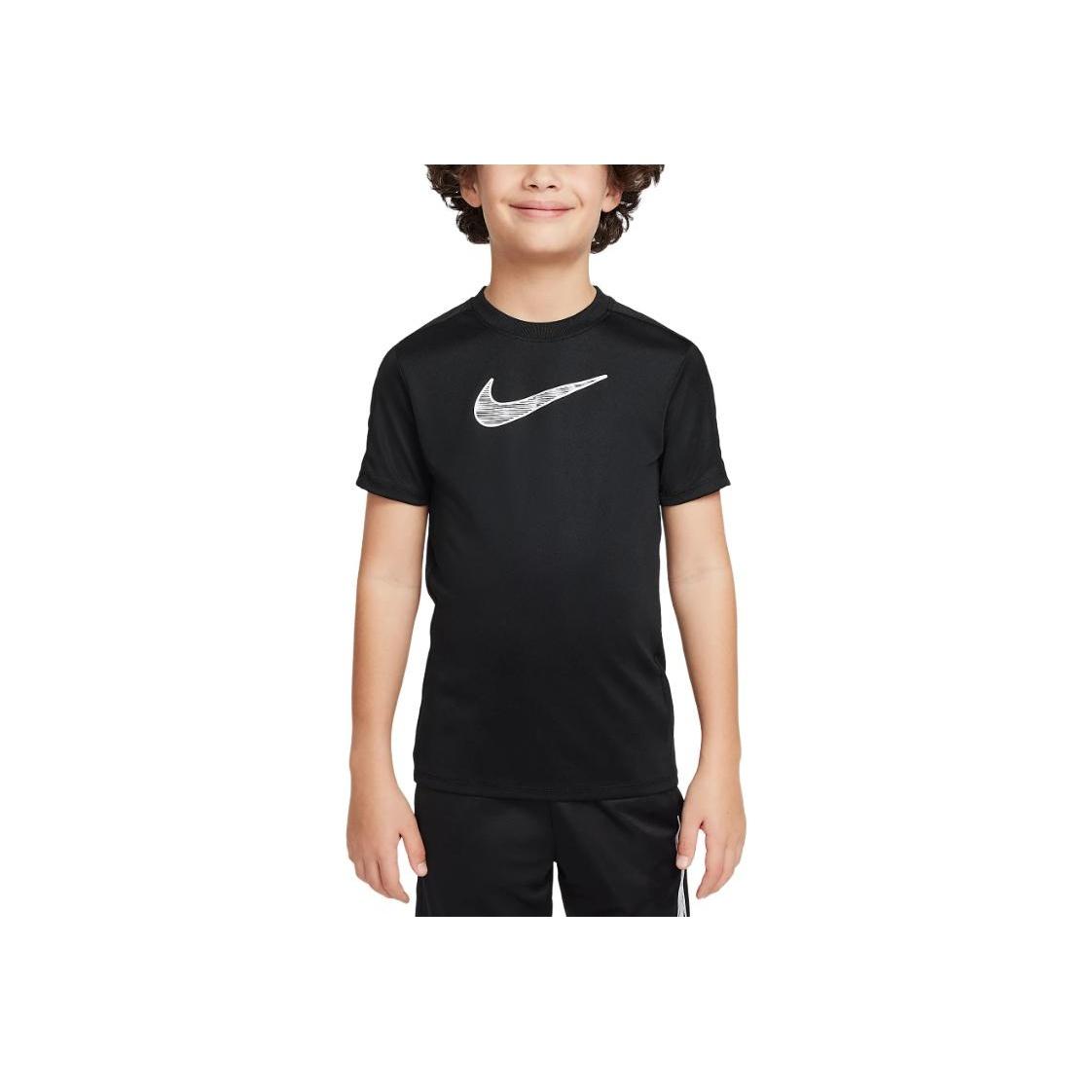 

Nike T-Shirt Logo Print Round Neck Short Sleeve Kids tops Black HF8079-010