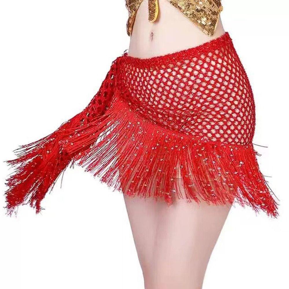 Sequins Tassel Triangle Hip Scarf Glitter Fringe Triangle Waist Wrap Scarf  Women Outfit