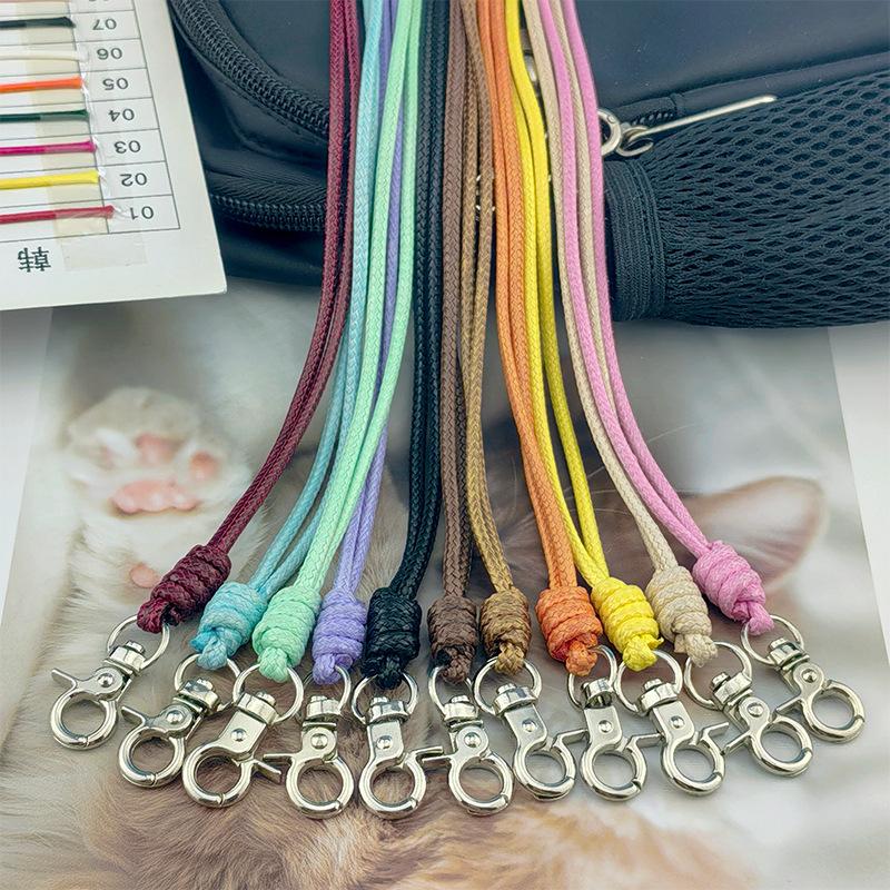 Solid Color Mobile Phone Lanyard Wax Line Long Multi-Color Anti-Lost Rope Versatile Glasses Clip Change Bag Necklace Lanyard