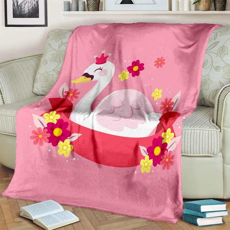 3D Cute Swan Princess Cartoon Cygnus Blanket,Soft Throw Blanket for Home Bedroom Bed Sofa Picnic Travel Office Cover Blanket Kid