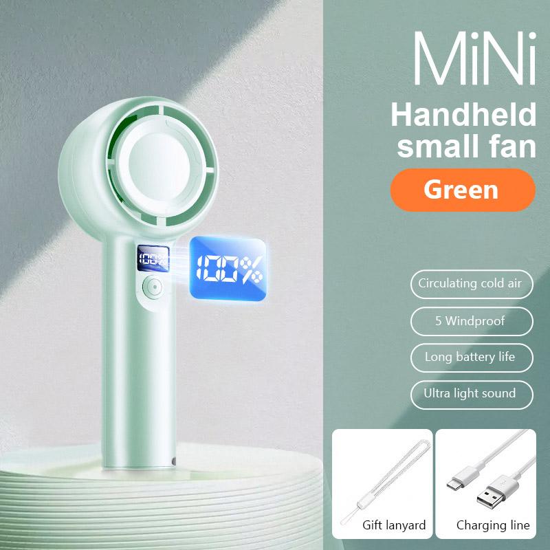 NEW Mini Handheld Fan USB Rechargeable Hand Fan Portable Low Noise Cooling Fan with Digital Display Five Wind Power Adjustable