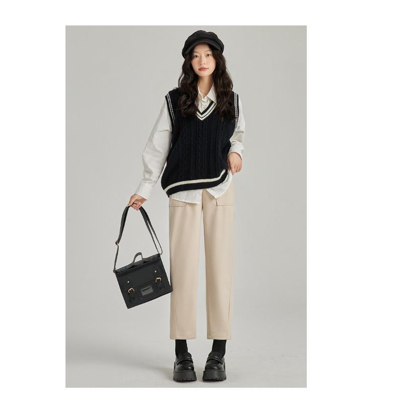 

Шерстяные брюки для женщин на осень и зиму, новые узкие брюки-морковки с высокой талией, свободные брюки, маленькие ноги, повседневные шаровары для женщин XL