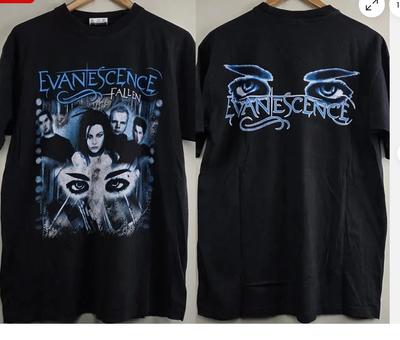 2003 Evanescence Fallen Czarny T-shirt dwustronny Styl Retro Unisex S-5XL