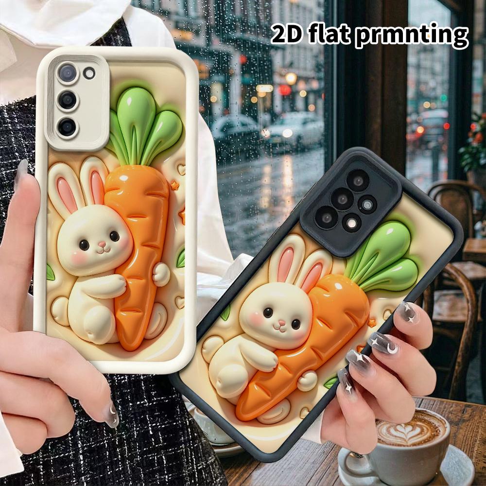 Phone Case: 2D Flat Design Suitable for Samsung Galaxy A34 A35 M05 M06 S20 S22 S21 FE Plus 5G Protective Case, Hugging a Carrot Rabbit, Perfect Christ