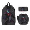 3Pcs Villainous Comdy Merch Backpack Set for Boy Girl Pen Bags Bookbag Sets with Lunch Box For School Students Daypack