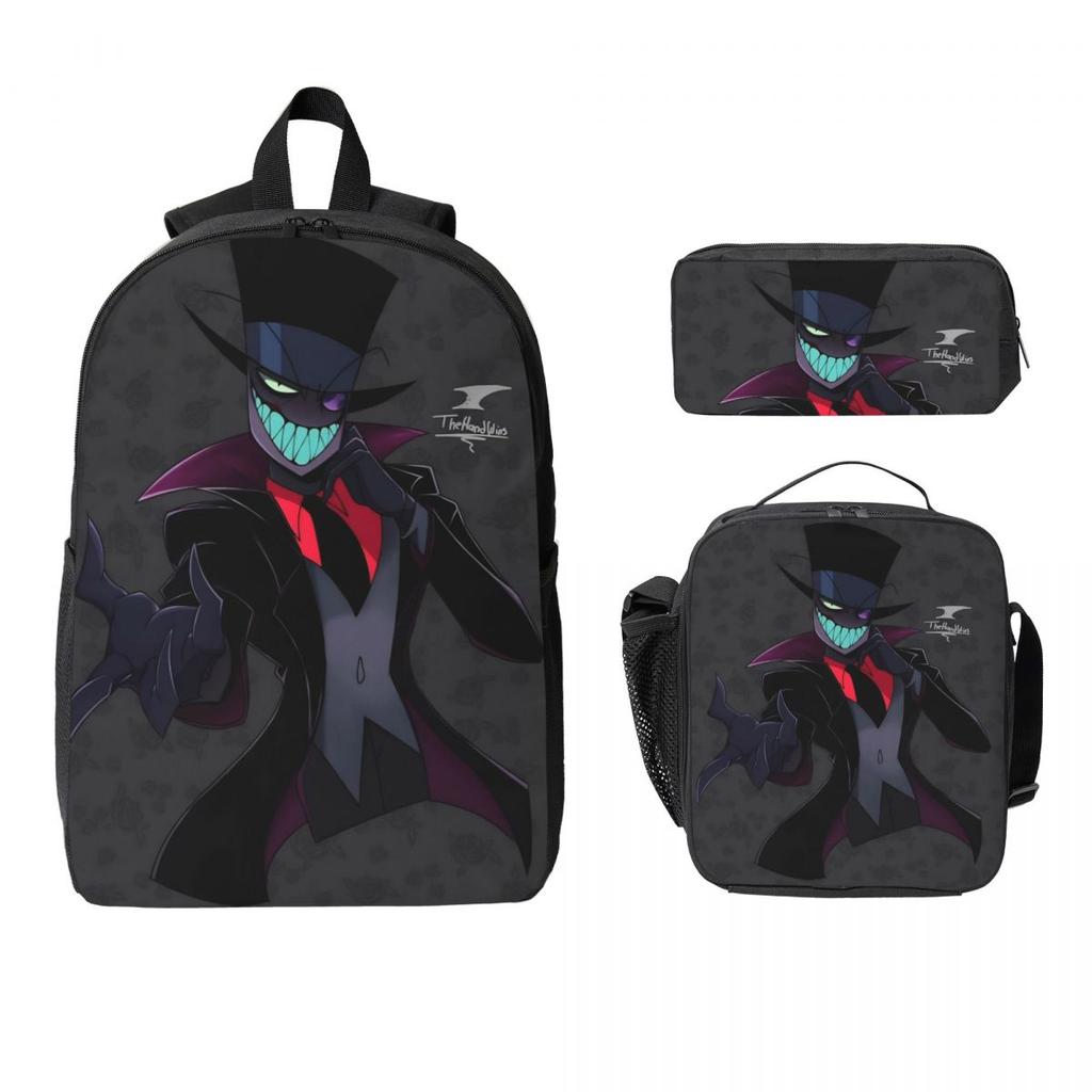 3Pcs Villainous Comdy Merch Backpack Set for Boy Girl Pen Bags Bookbag Sets with Lunch Box For School Students Daypack