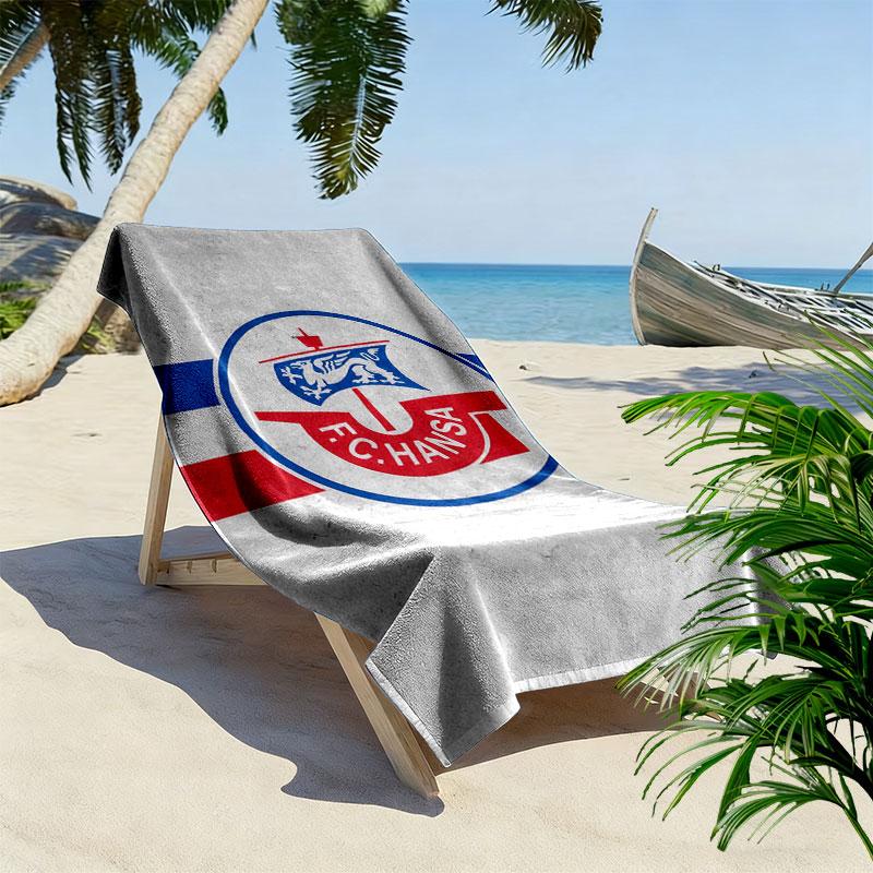 Asciugamano da Spiaggia Stampato FC Hansa Rostock, Asciugamano Grande Morbido Asciugatura Rapida per Spiaggia Campeggio Nuoto