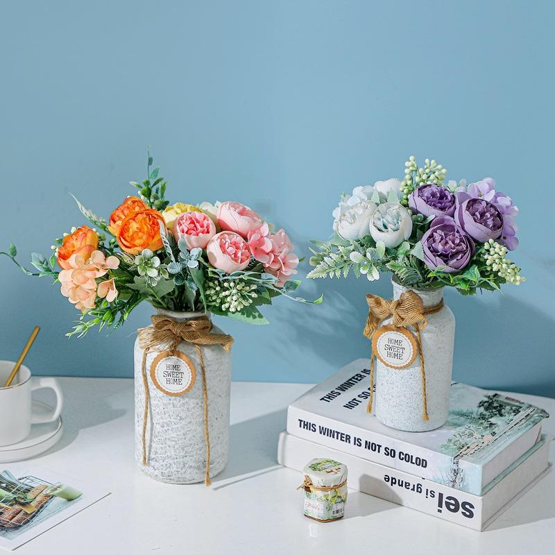 Wedding Simulation Bouquet Home Decoration Flower Simulation Rose Photography Bouquet Small Handle Flower Peony
