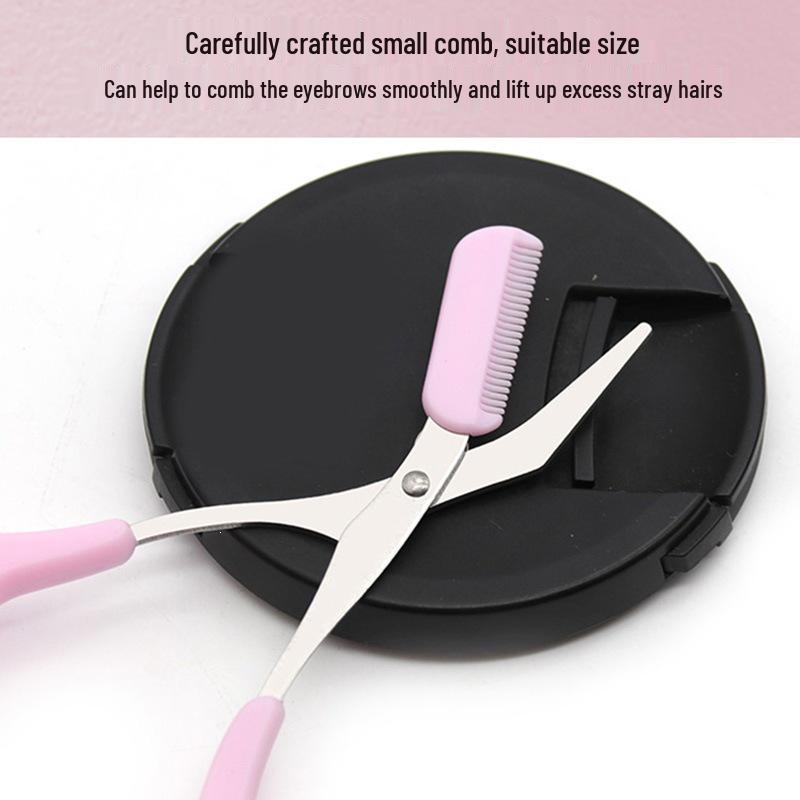 Portable Sharp Eyebrow Trimming Scissors with Built-in Comb for Beginners