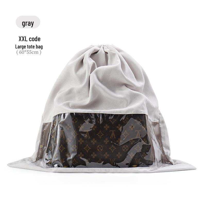Luxury Transparent Moistureproof Drawstring Storage Bag with Breathable Dustproof Flocking
