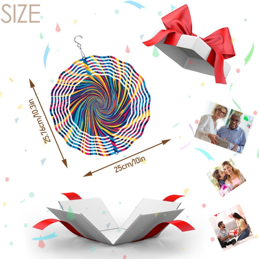 

Mandala-Inspired 3D Metal Wind Chimes - Colorful Swirl Design, Durable Outdoor Garden Decor, No Battery Needed, 3D, Psychedelic Pattern