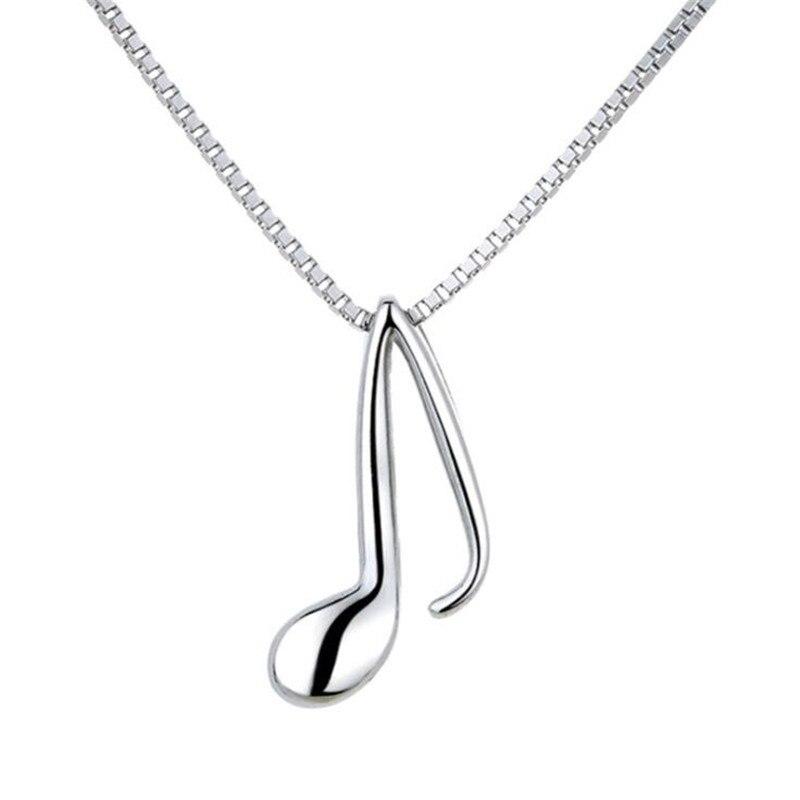 Creative Female 925 Sterling Silver Jewelry Fashion Simple Matte Note Cute Pendant Necklace Birthday Gift Xl180