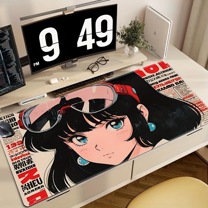Large Anime Girl Gaming Mouse Pad NonSlip Rubber Base Thick Stitched Edge Durable Desk Mat