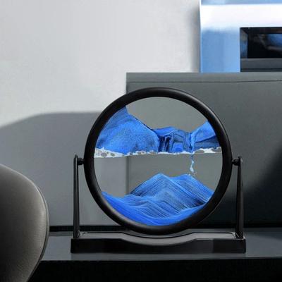 Drehbare Sandlandschaft Bewegliche Sandkunst Bild Rundes Glas Treibsand Flüssige Sanduhr Büro Heimdeko Fließende Sandmalerei Geschenke