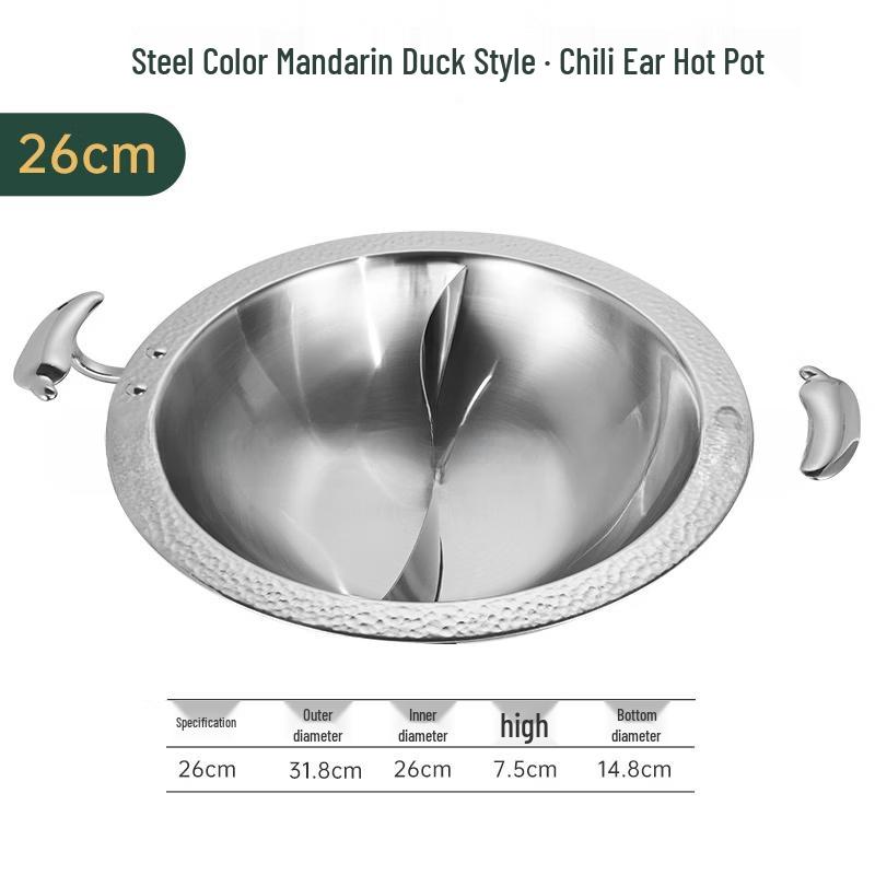 

ZISIZ 3-Layer Stainless Steel Divided Hotpot