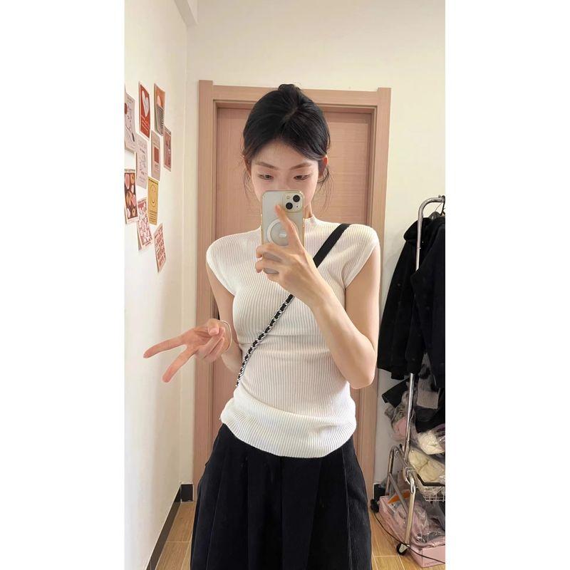 

Summer Knitting T-Shirt Silm Thin Short Sleeve Tops White XL [Recommendation 115/65.00kg]]