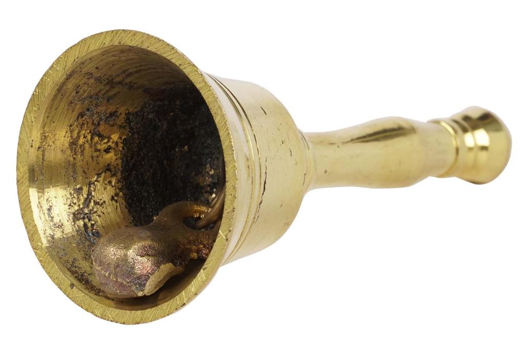 IBA Indianbeautifulart Handglocke aus Messing, Schulglocke, Rufdienstglocke mit Meenakari-Arbeit, Puja-Handglocke