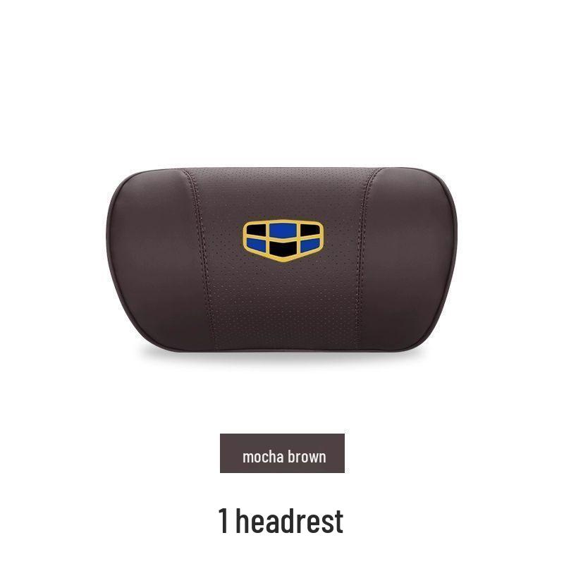 Geely Car Headrest and Lumbar Support Pillow - Genuine Leather Neck Protection for Xingyue L, Xingrui, Icon, Boyue I, and Binyue models.