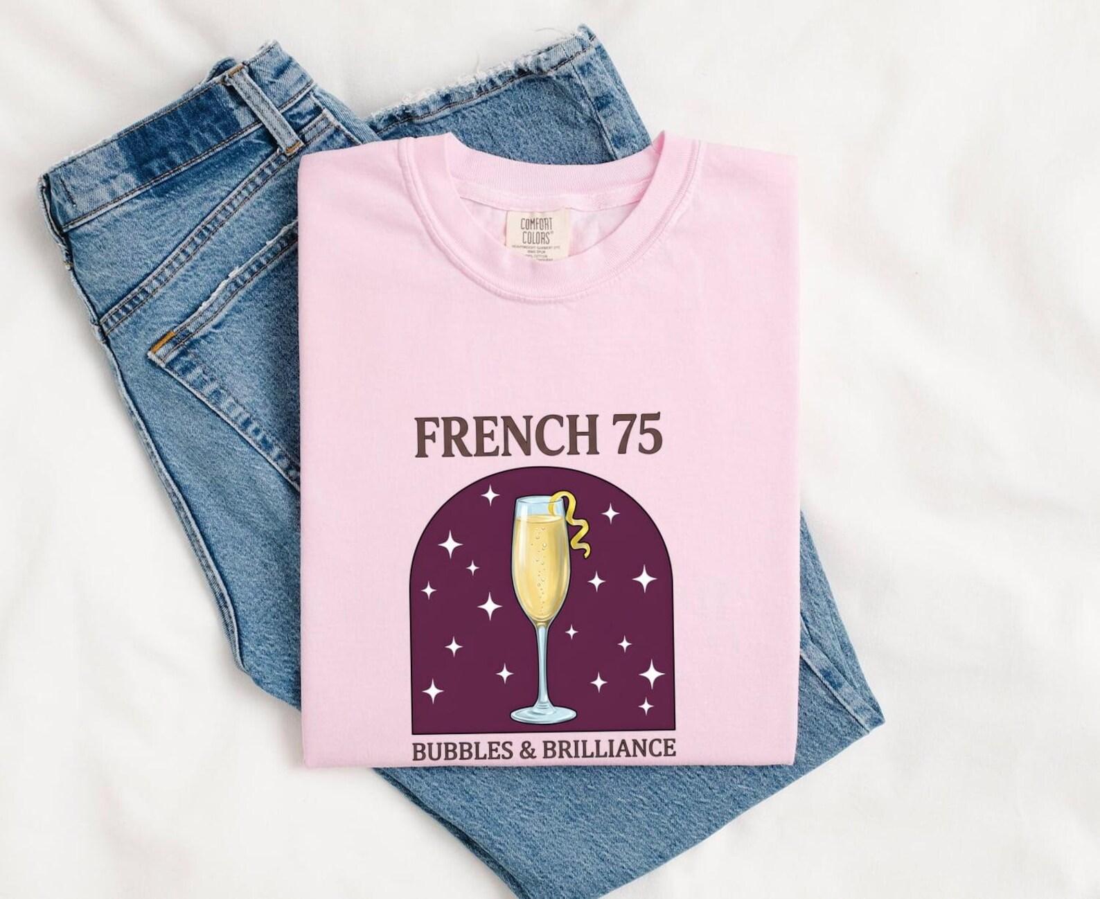 Sparkling Wine Glass Shirt Drinks Drink Gift Women Hand Drawn Tee Champagne Flute T-Shirt Cocktail Fan Wine Glass Tshirt Cocktail Graphic M