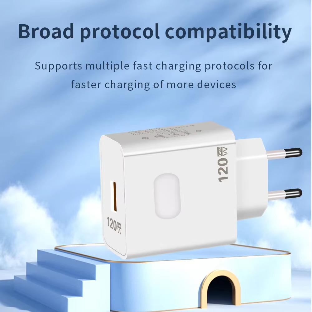 120W GaN Fast Charger for Huawei, Xiaomi, Samsung - EU/US Standards, QC3.0 USB Compatible