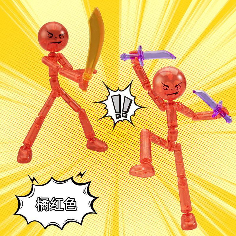 

DIY Poseable Stick Man Figure Construction Package Articulated Action Figure featuring Weapons plus Movable Limbs Assembly Playthings Fans Gifts 1pc in opp