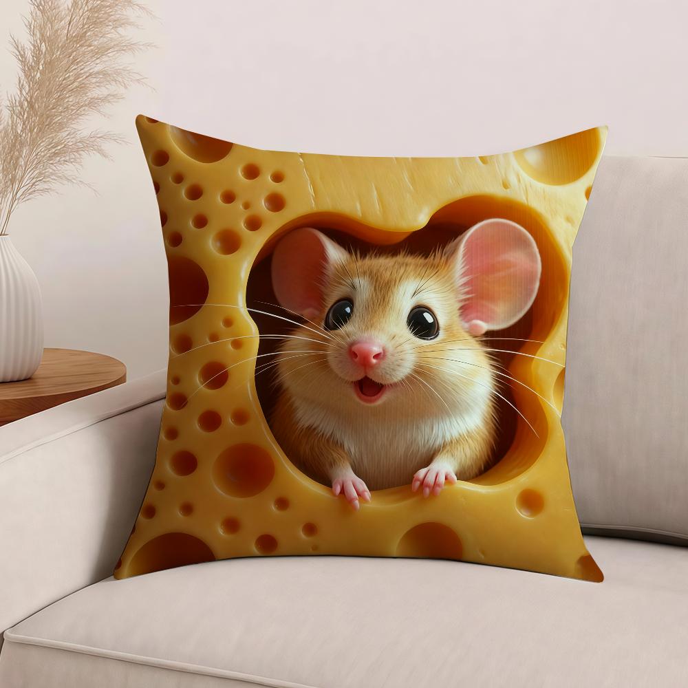 

Каваи Милый Чехол для подушки Мышь в сыре Офисные подушки Подходит для дивана, автомобиля, спальни Декоративный чехол для подушки 12x12Inch