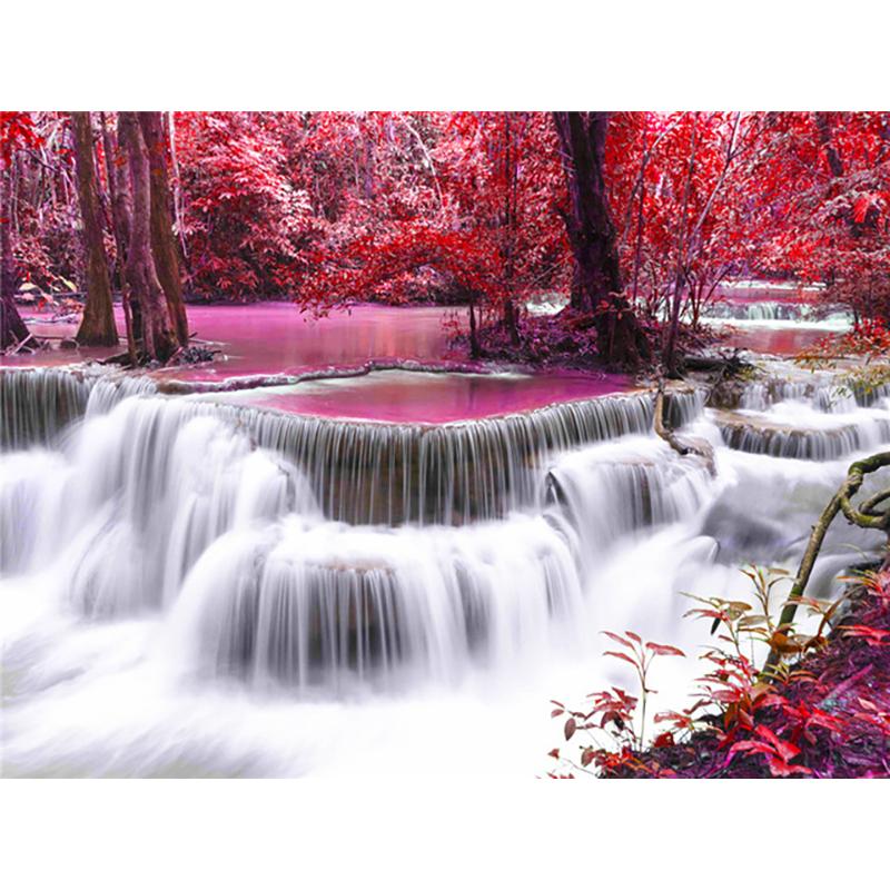 DIY 5D Diamond Painting Waterfall Landscape Handicraft Full Round Resin Diamond Embroidery Cross Stitch Mountain Wall Art
