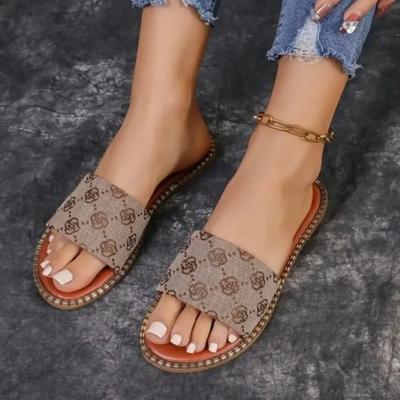 Mode Hausschuhe für Damen 2024 Neue flache Sandalen Peep Toe Damen Casual Pantoletten Weibliche Strandschuhe Flache Schuhe Frau Luxussandalen